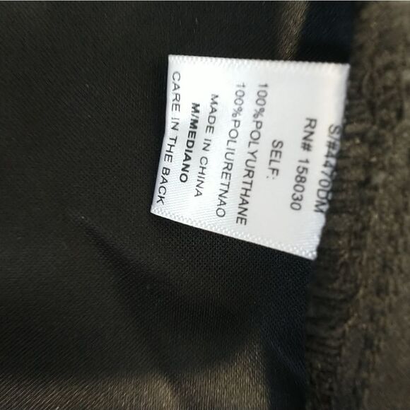 LOVE TREE Biker Look Faux Leather Mini Dress Medium. Condition is Pre-own - Picture 6 of 8